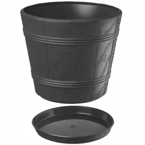 Ghiveci cu farfurie Elba 15 cm gri