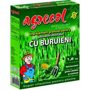 Îngrășământ granule pentru gazon infestat cu buruieni