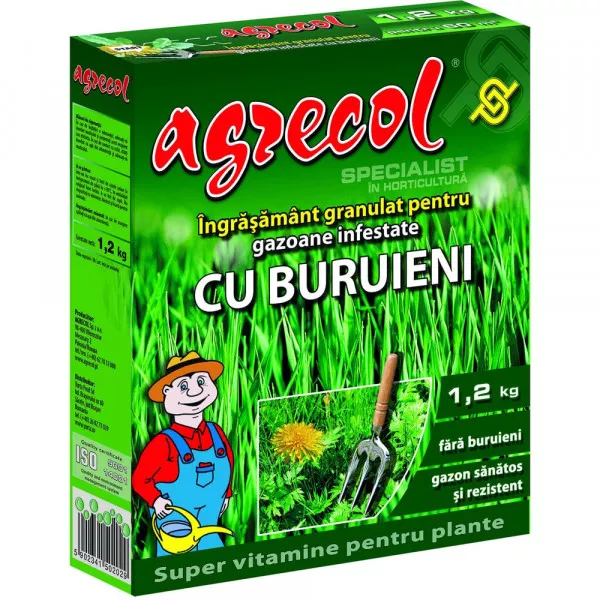 Îngrășământ granule pentru gazon infestat cu buruieni