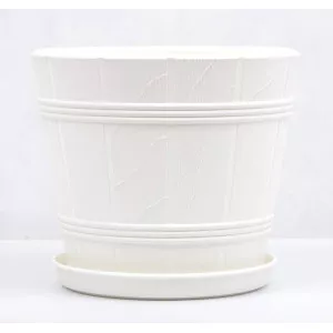 Ghiveci cu farfurie Elba 15 cm alb