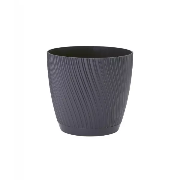 Ghiveci cu farfurie Mika Eco Recycled 17 gri