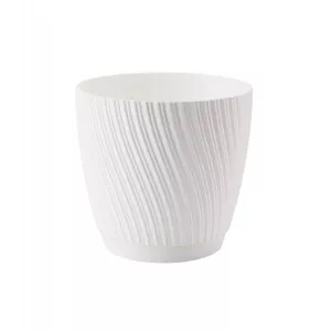 Ghiveci cu farfurie Mika Eco Recycled 13 alb