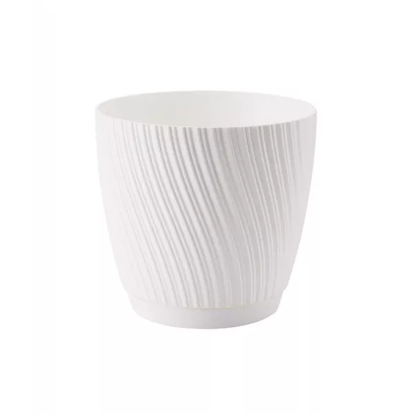 Ghiveci cu farfurie Mika Eco Recycled 13 alb