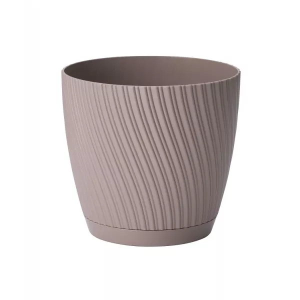 Ghiveci cu farfurie Mika Eco Recycled 15 maro