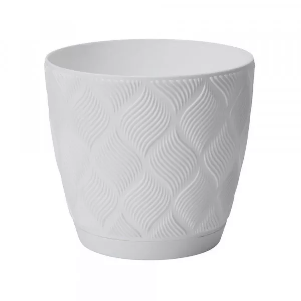 Ghiveci cu farfurie Flow Petit Eco Recycled 19 alb