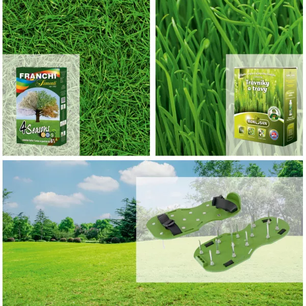 Pachet Gazon Perfect: Semințe 4 Seasons, Aerator & Îngrășământ Bio