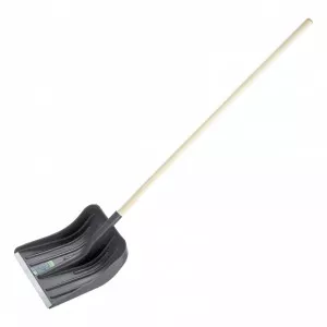 Lopată pentru zăpadă din plastic, muchie din aluminiu 360x400 mm, coadă din lemn