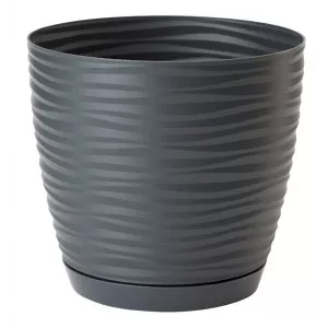 Ghiveci cu farfurie Sahara Petit round 13 gri